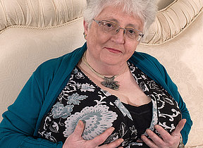 Big titted British granny playing with herself